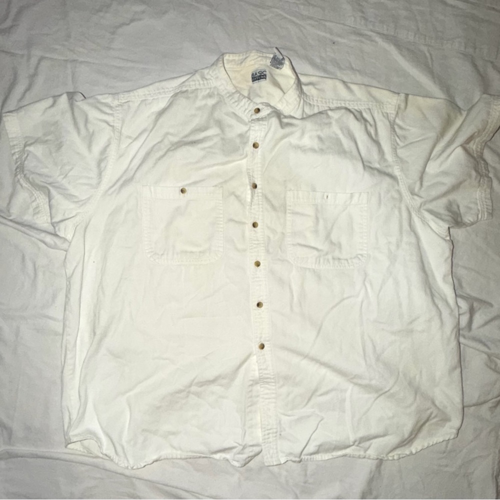 Basic Editions Men's Cream Button-Down Shirt